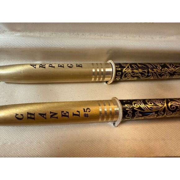 Vintage Chanel No.5 & Arpege 24kt Gold Filigree Perfumed Pens Set in Case - Picture 2 of 8